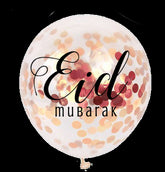 Ballonnen Eid Mubarak confetti rosé (5 stuks)